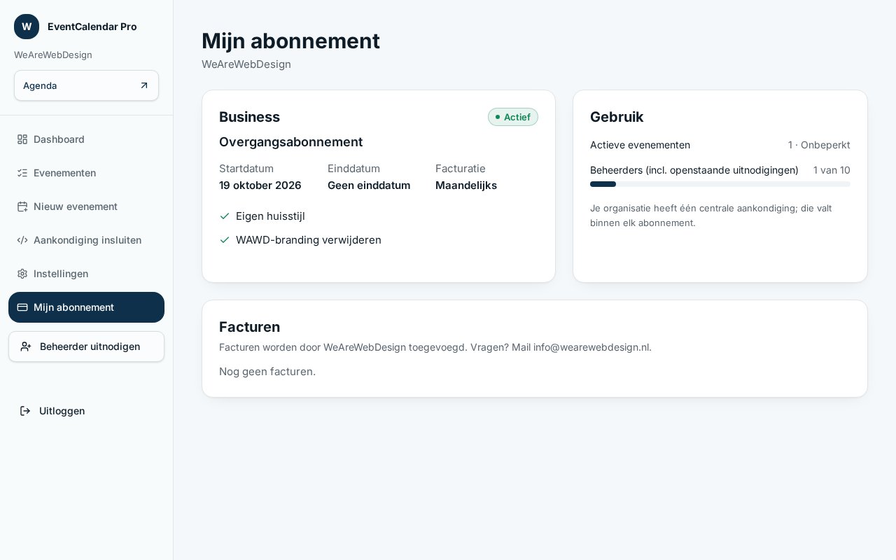 Schermafbeelding: Mijn abonnement