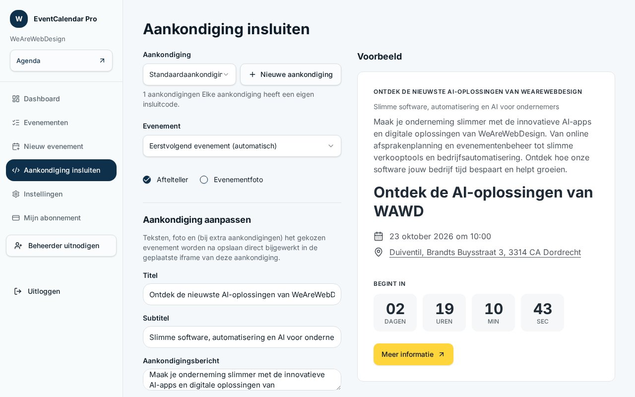 Schermafbeelding: Op je eigen website